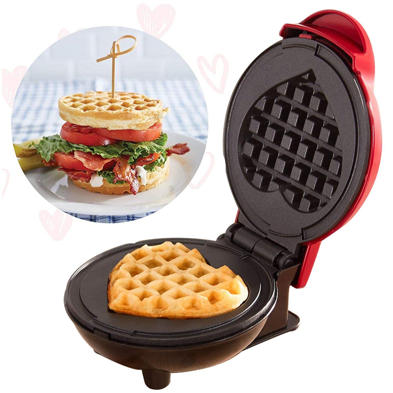 image-Mini Waffle Maker Waffle Home Children'S Breakfast Machine Portable Electric Baking Pan Light Food Machine
