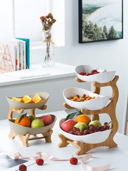 image-Nordic Ceramic Candy Plate Living Room Household Three Floor Fruit Inventory Heart Plate Creative Modern New Year Goods Dry Fruit Plate Fruit Basket
