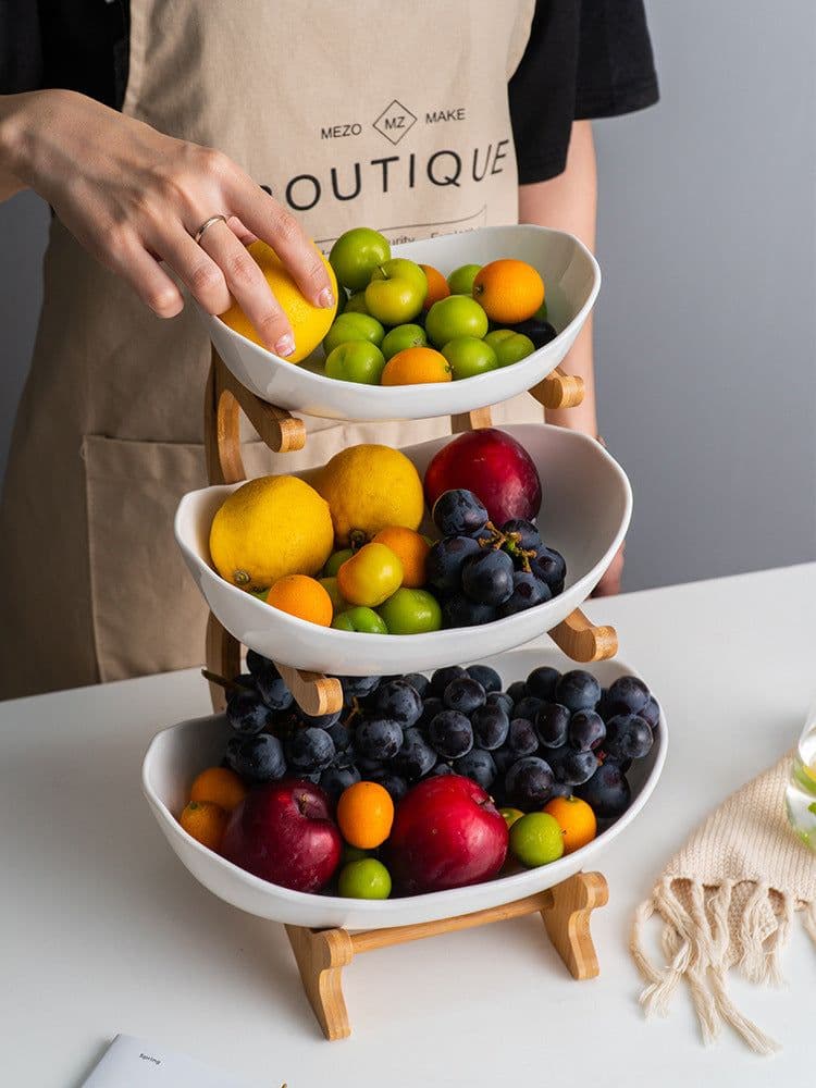 image-Nordic Ceramic Candy Plate Living Room Household Three Floor Fruit Inventory Heart Plate Creative Modern New Year Goods Dry Fruit Plate Fruit Basket