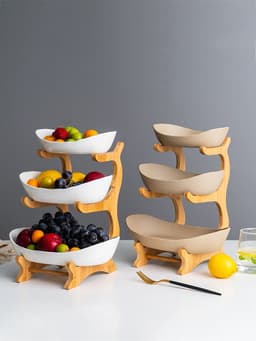 image-Nordic Ceramic Candy Plate Living Room Household Three Floor Fruit Inventory Heart Plate Creative Modern New Year Goods Dry Fruit Plate Fruit Basket