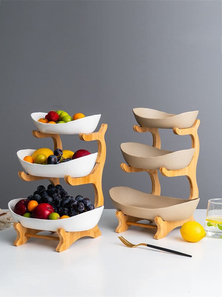 image-Nordic Ceramic Candy Plate Living Room Household Three Floor Fruit Inventory Heart Plate Creative Modern New Year Goods Dry Fruit Plate Fruit Basket