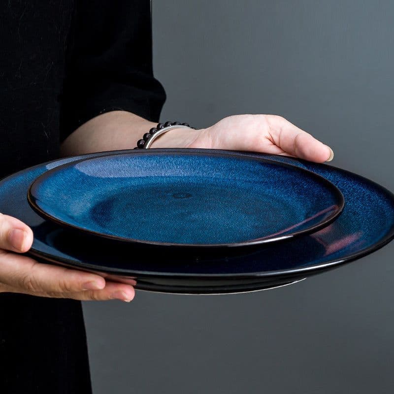image-European-Style Ceramic Plate, Western Plate, Steak Plate, Disc Cake Plate, Pasta Plate, Breakfast Plate, Kiln Change Plate, Underglaze Tableware