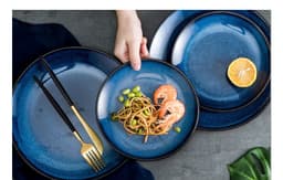 image-European-Style Ceramic Plate, Western Plate, Steak Plate, Disc Cake Plate, Pasta Plate, Breakfast Plate, Kiln Change Plate, Underglaze Tableware