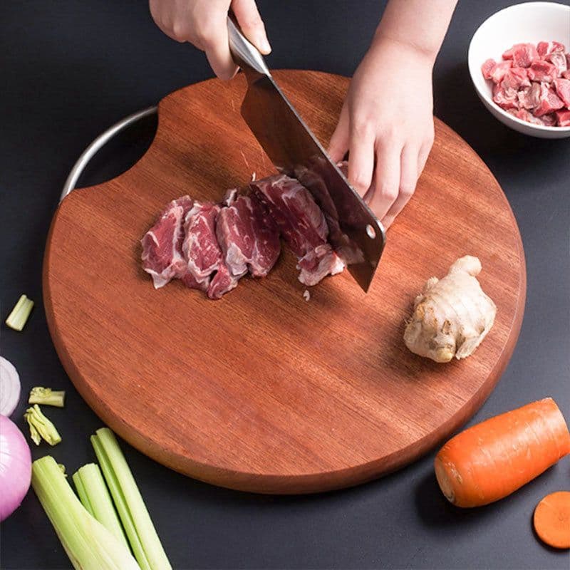 image-Japanese Ebony Cutting Board Whole Wood Cutting Board Household Solid Wood Cutting Board Circular Crack Proof Cutting Board Kitchen Cutting Board