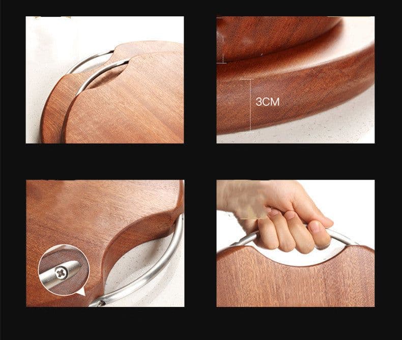 image-Japanese Ebony Cutting Board Whole Wood Cutting Board Household Solid Wood Cutting Board Circular Crack Proof Cutting Board Kitchen Cutting Board