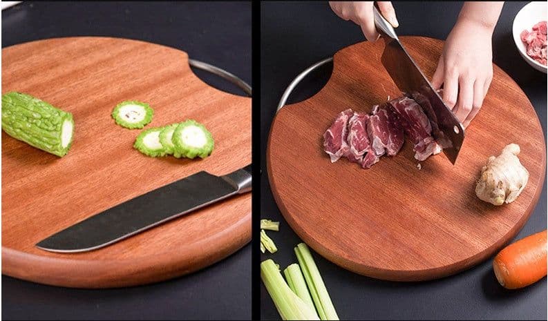 image-Japanese Ebony Cutting Board Whole Wood Cutting Board Household Solid Wood Cutting Board Circular Crack Proof Cutting Board Kitchen Cutting Board