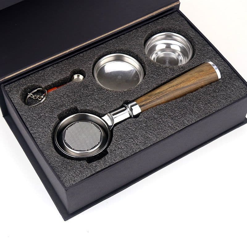 image-58Mm Stainless Steel Binaural Coffee Machine Handle Bottomless Filter Portafilter Universal
