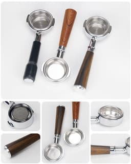 image-58Mm Stainless Steel Binaural Coffee Machine Handle Bottomless Filter Portafilter Universal