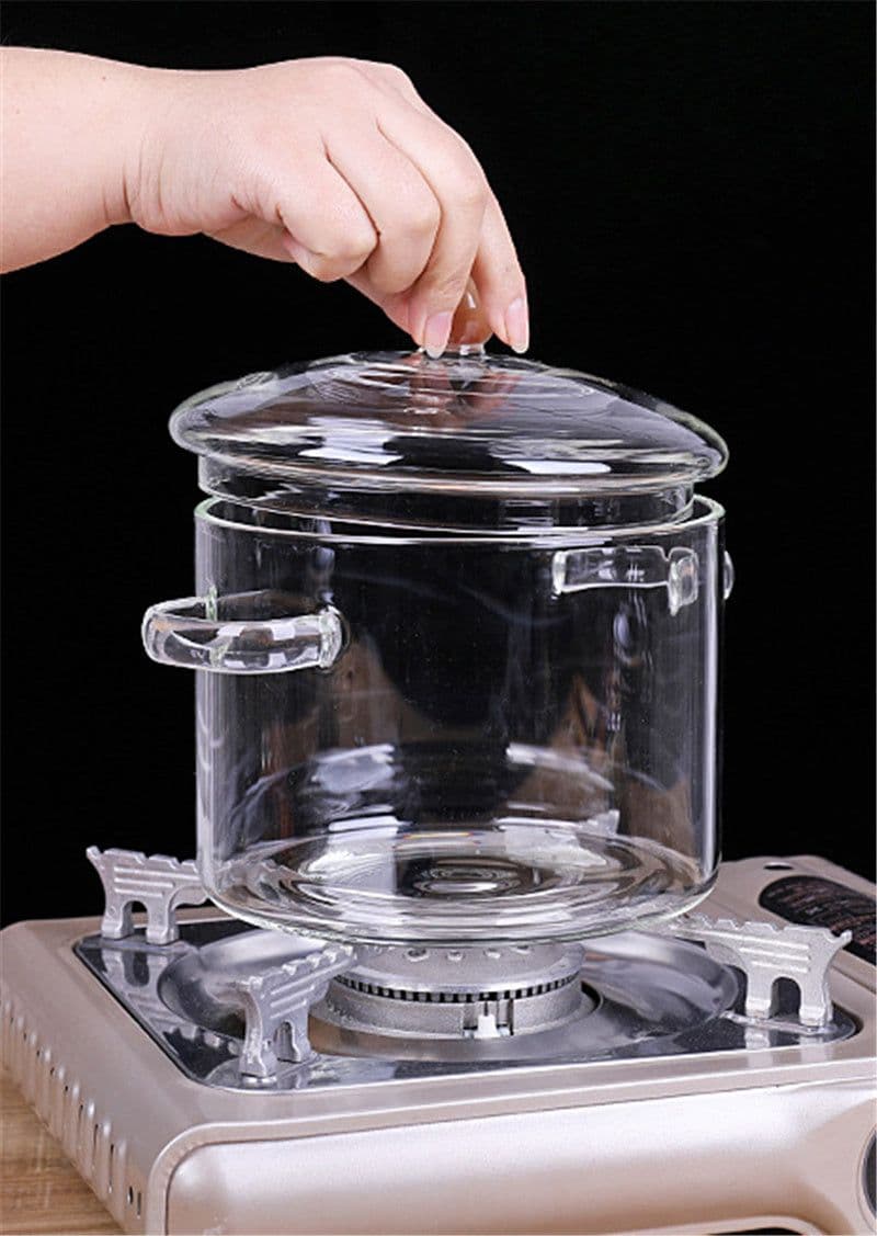 image-Glass Pot Stove Pot Kitchen Transparent Mini Soup Pot Stove Stove Cooking Tools Accessories