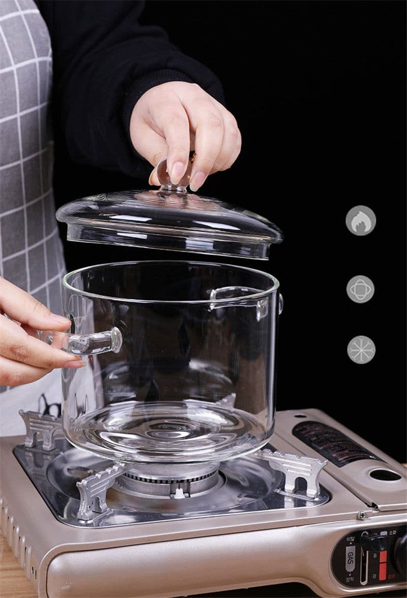 image-Glass Pot Stove Pot Kitchen Transparent Mini Soup Pot Stove Stove Cooking Tools Accessories