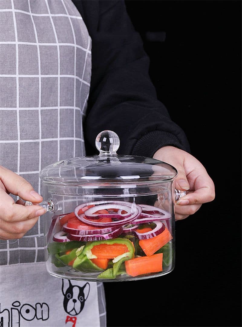 image-Glass Pot Stove Pot Kitchen Transparent Mini Soup Pot Stove Stove Cooking Tools Accessories