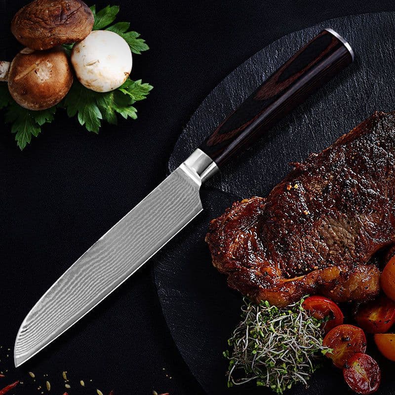 image-Damascus Fruit Knife Multipurpose Knife Japanese Santoku Knife Gift Knife