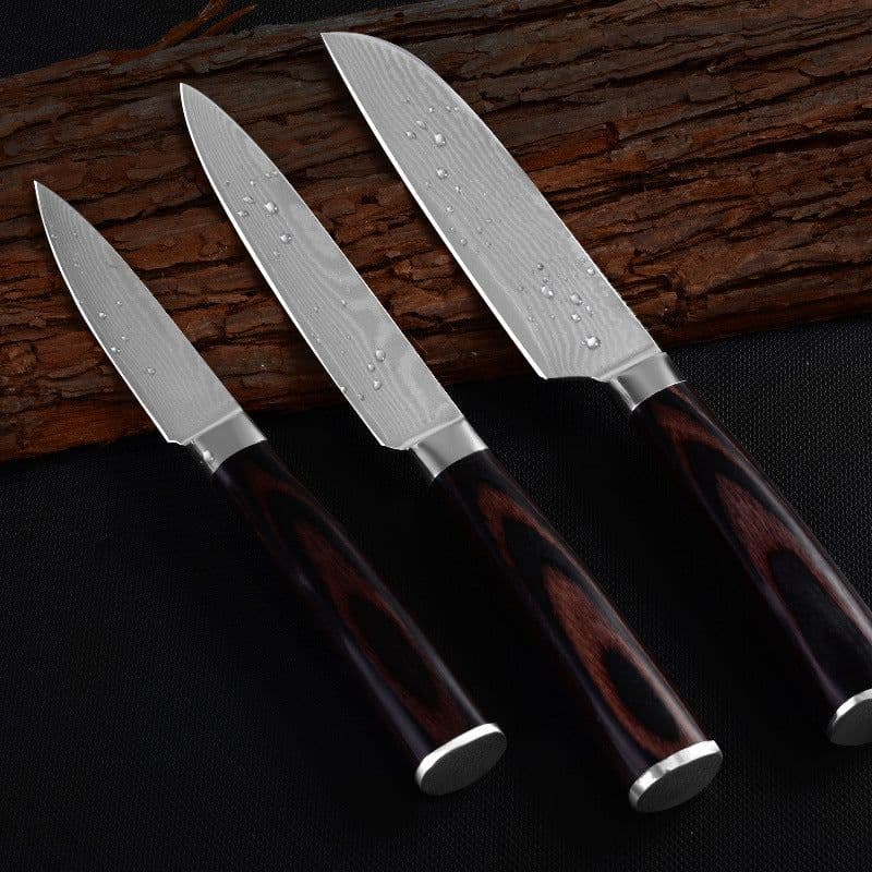 image-Damascus Fruit Knife Multipurpose Knife Japanese Santoku Knife Gift Knife