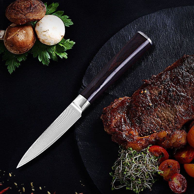 image-Damascus Fruit Knife Multipurpose Knife Japanese Santoku Knife Gift Knife