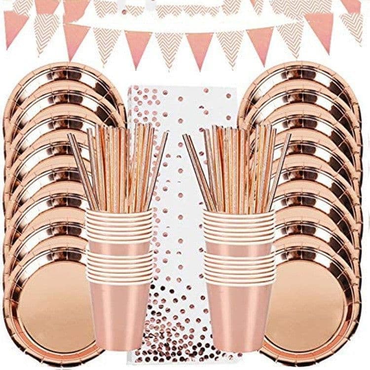image-Hot selling Hot Stamping Polka Dot Disposable Tableware Birthday Party Holiday Wedding Party Layout Supplies Combo Package
