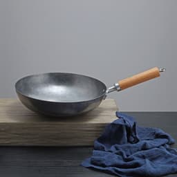 image-Silver White Handmade Iron Pan Old-fashioned Iron Pan Household Lightweight Carbon Steel Wok Uncoated Non-stick Pan