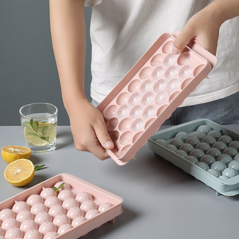 image-Ice Tray 3D Round Ice Molds Home Bar Party Use Round Ball Ice Cube Makers Kitchen DIY Ice Cream Moulds