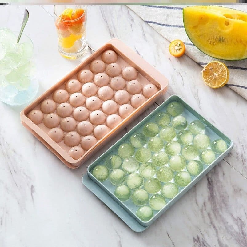 image-Ice Tray 3D Round Ice Molds Home Bar Party Use Round Ball Ice Cube Makers Kitchen DIY Ice Cream Moulds