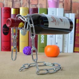 image-Suspended Wrought Iron Chain Red Wine Shelf Wine Bottle Decoration European Style