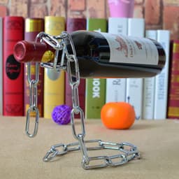 image-Suspended Wrought Iron Chain Red Wine Shelf Wine Bottle Decoration European Style