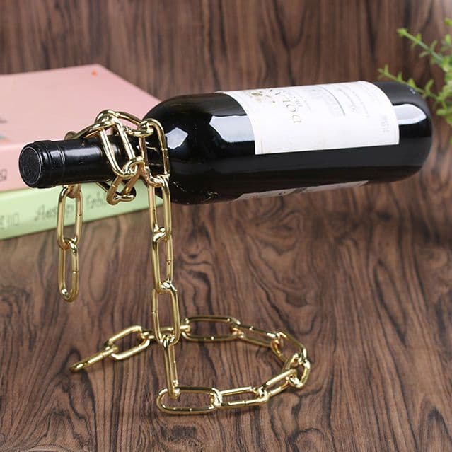 image-Suspended Wrought Iron Chain Red Wine Shelf Wine Bottle Decoration European Style