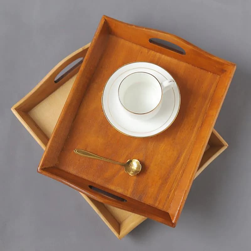 image-Retro Rectangular Wooden Serving Tray Tea Cutlery Trays Storage Pallet Fruit Plate Decoration Food Bamboo