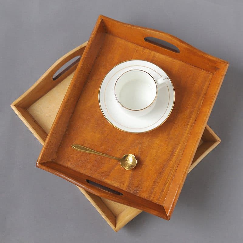 image-Retro Rectangular Wooden Serving Tray Tea Cutlery Trays Storage Pallet Fruit Plate Decoration Food Bamboo