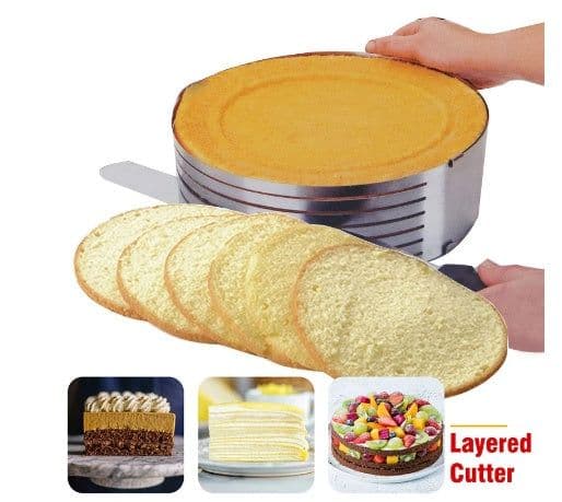 image-6 Layers Adjustable Cake Cutter Slicer Stainless Steel Round Bread Cake Cutter Slicer Mousse Ring Mould Cake Decorating Tools