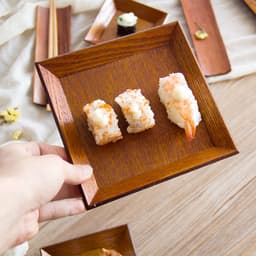image-1PCS Square Wooden Plate Set Premium Acacia Wood Cake Plate Dishes Dessert Serving Tray Wood Sushi Plate Dinnerware Tableware