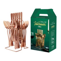 image-Gold Dinnerware Set Stainless Steel Tableware Set Knife Fork Spoon Luxury Cutlery Set With Storage Rack Dishwasher