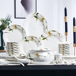 image-Ceramic Bowls And Saucers Set Bone China Bowls And Plates
