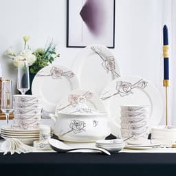 image-Ceramic Bowls And Saucers Set Bone China Bowls And Plates