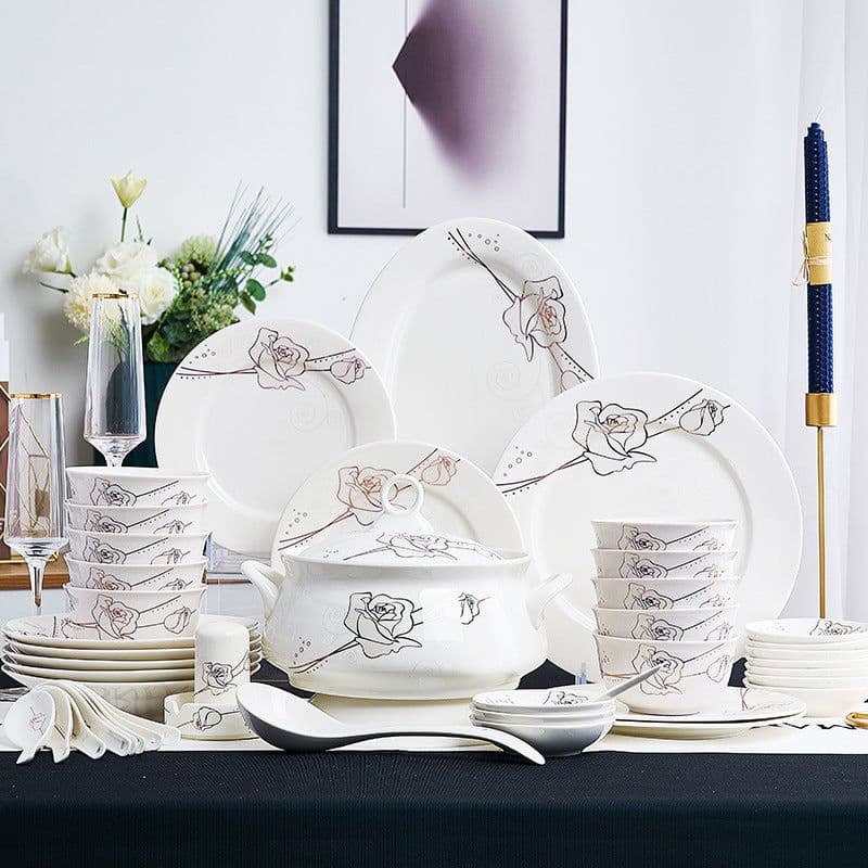 image-Ceramic Bowls And Saucers Set Bone China Bowls And Plates