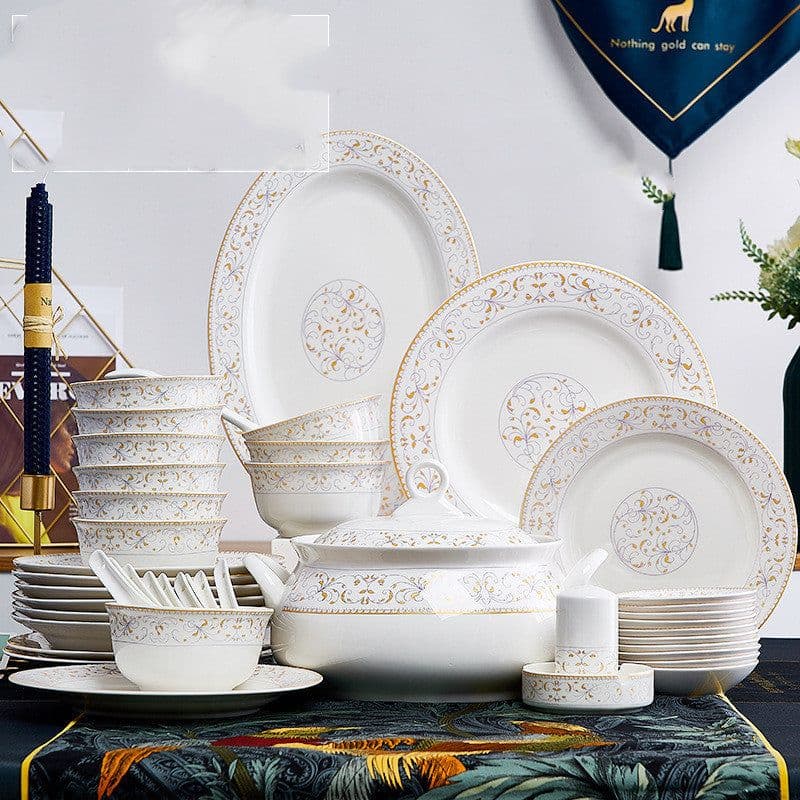 image-Ceramic Bowls And Saucers Set Bone China Bowls And Plates