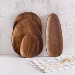 image-Acacia Wooden Tray Cake Tray Wooden Irregular Dinner Plate Homestay Hotel Set Plate