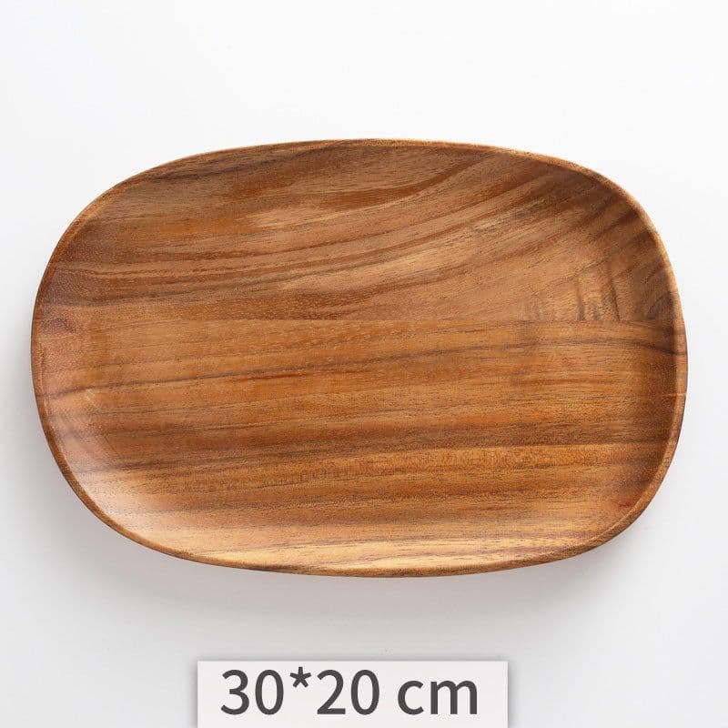 image-Acacia Wooden Tray Cake Tray Wooden Irregular Dinner Plate Homestay Hotel Set Plate