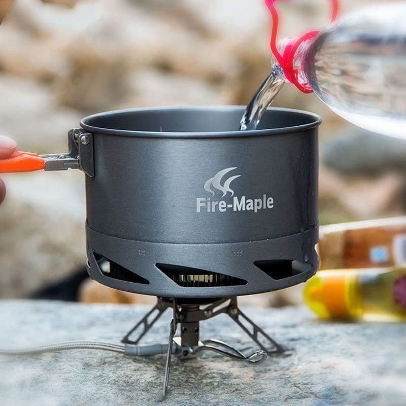 image-Camping Utensils Dishes Cookware Set For Picnic Hiking Heat Exchanger Pot Kettle Outdoor Tourism Tableware Heat Collecting Hard Alumina