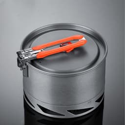 image-Camping Utensils Dishes Cookware Set For Picnic Hiking Heat Exchanger Pot Kettle Outdoor Tourism Tableware Heat Collecting Hard Alumina