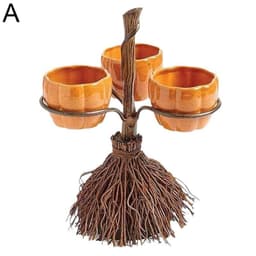 image-Halloween Broom Pumpkin Snack Bowl Rack Decorations Home Decor