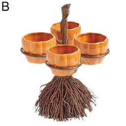 image-Halloween Broom Pumpkin Snack Bowl Rack Decorations Home Decor