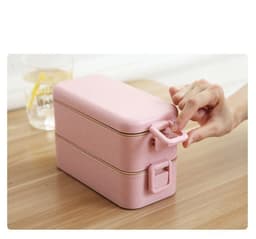 image-Wheat Straw Lunch Box Japanese Tableware Lunch Box Microwave Oven Student Multi-layer Lunch Box Sushi Box Double-layer Lunch Box Custom Logo