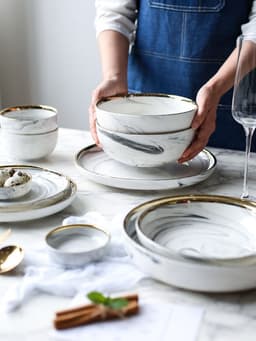 image-Marble Tableware Bowls Plates Rice