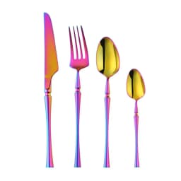 image-Stainless Steel Cutlery New Color Restaurant Small Waist Cutlery Four-piece Cutlery Set