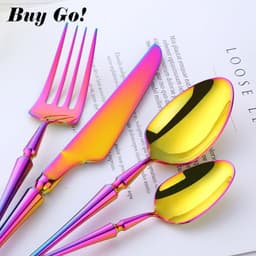 image-Stainless Steel Cutlery New Color Restaurant Small Waist Cutlery Four-piece Cutlery Set