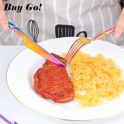 image-Stainless Steel Cutlery New Color Restaurant Small Waist Cutlery Four-piece Cutlery Set