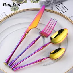 image-Stainless Steel Cutlery New Color Restaurant Small Waist Cutlery Four-piece Cutlery Set