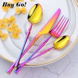 image-Stainless Steel Cutlery New Color Restaurant Small Waist Cutlery Four-piece Cutlery Set