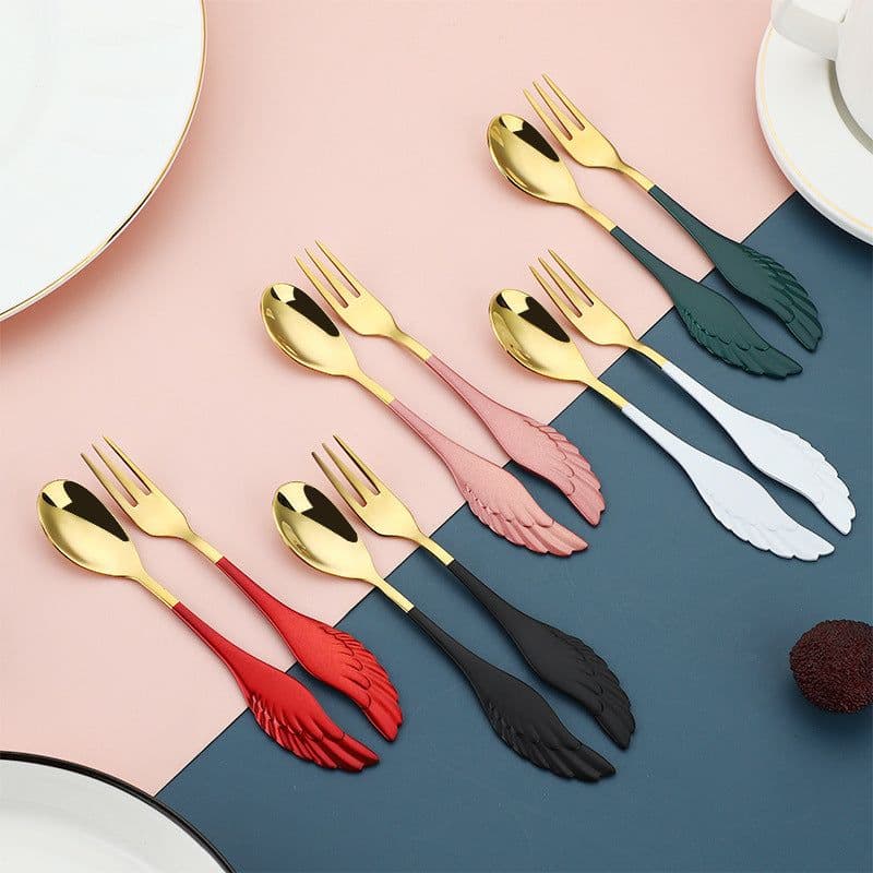 image-304 Stainless Steel Coffee Spoon Creative Net Red Wings Spoon Ice Cream Spoon Dessert Spoon Fork Spoon Spoon Gift Tableware