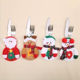 image-Christmas Decoration Restaurant Hotel Layout Pocket Fork Knife Cutlery Holder Santa Claus Fork Knife Gloves Bag Table Decor