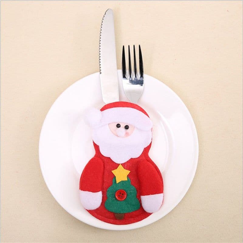 image-Christmas Decoration Restaurant Hotel Layout Pocket Fork Knife Cutlery Holder Santa Claus Fork Knife Gloves Bag Table Decor
